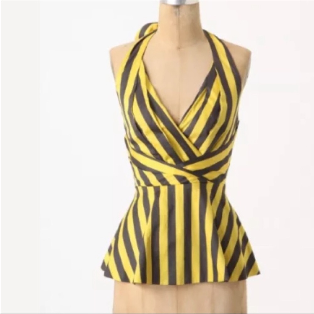 LAST CALL Anthropologie Odille Halter Top Size 6 Striped